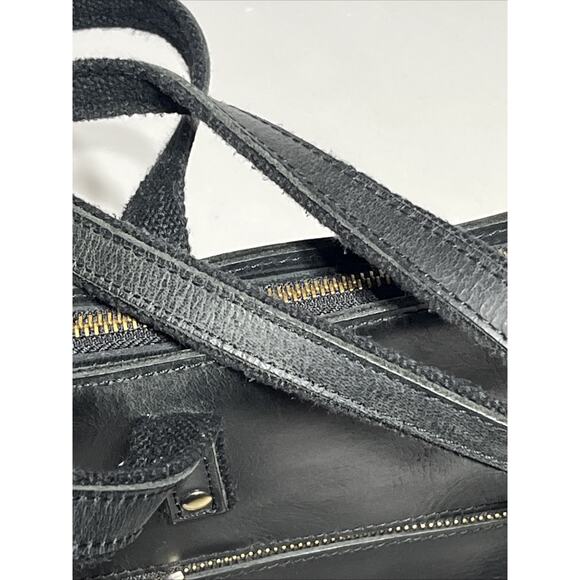 S Zone Leather Laptop Travel Tote Bag Black Zip Top Shoulder Bag Work Office - Picture 11 of 16